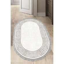 Dekoreko Kaymaz Taban Djt Mutfak Halısı Trend Saçaklı Oval Modern M5142