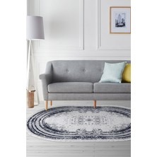 Dekoreko Kaymaz Taban Djt Salon Halısı Star Pamuk Saçaklı Oval Modern M5132