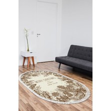 Alanur Home Kaymaz Dijital Mutfak & Salon Halı Star Pamuk Saçaklı Oval Yılbaşı AL5033