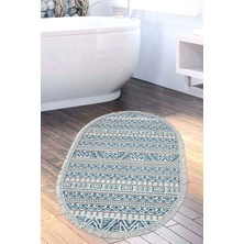 Dekoreko Kaymaz Taban Djt Banyo Halısı Yıldız Deri Saçaklı Oval Iskandinav F5082