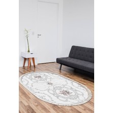 Dekoreko Kaymaz Taban Djt Salon Halısı Trend Saçaklı Oval Modern 1494