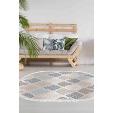 Dekoreko Kaymaz Taban Djt Salon Halısı Trend Saçaklı Oval Modern 674M