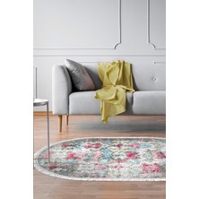 Dekoreko Kaymaz Taban Djt Salon Halısı Yıldız Deri Saçaklı Oval Modern F5138