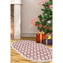 Alanur Home Yılbaşına Özel Keçe Dijital Yıkanabilir Oval Halı CHR12M