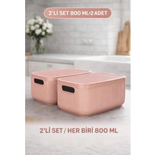 Okyanus Home Linea Smart Box Pembe 2,4 Lt 2 Adet Kapaklı Çok Amaçlı Saklama Kutusu