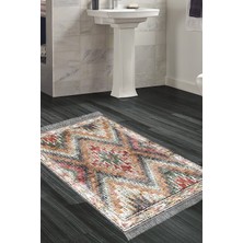 Dekoreko Kaymaz Taban Djt Banyo Halısı Yıldız Deri Saçaklı Iskandinav F5003