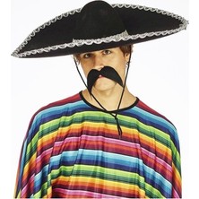 Ozcmax Sombrero Meksikaa Şapkası Gümüş Şeritli Yetişkin Boy