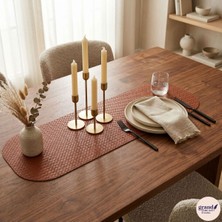 Grand Fine Art 1 Adet Deri Mini Runner-Klavye Altlığı-Masa Matı-Masa Sümeni -Çok Amaçlı Kullanım Örgü Desenli