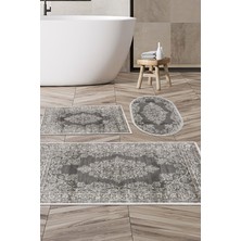 Alanur Home Eko Trend Djt 3 Lü Yıkanabilir Kaymaz Taban Banyo Paspas Seti 762 Osmanli Gri