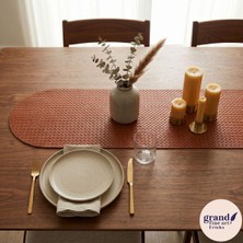 Grand Fine Art 1 Adet Deri Mini Runner-Klavye Altlığı-Masa Matı-Masa Sümeni -Çok Amaçlı Kullanım Örgü Desenli