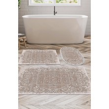 Alanur Home Eko Trend Djt 3 Lü Yıkanabilir Kaymaz Taban Banyo Paspas Seti 1488 Modern Kahve