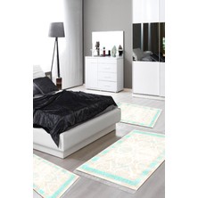 Alanur Home Eko Trend Djt Yıkanabilir Kaymaz Taban 3 Lü Yatak Odası Takımı 1376 Klasik Açık Turkuaz