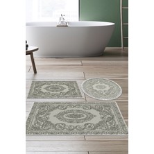 Alanur Home Eko Trend Djt 3 Lü Yıkanabilir Kaymaz Taban Banyo Paspas Seti 747 Klasik Gri