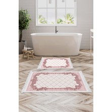 Alanur Home Eko Trend Djt 2 Li Yıkanabilir Kaymaz Taban Banyo Paspas Klozet Takımı 748 Modern Pudra (50 x 80 - 40 x 50)