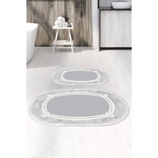 Alanur Home Eko Trend Djt 2 Li Yıkanabilir Kaymaz Taban Oval Banyo Paspas Klozet Takımı 657M Modern Camel (50 x 80 - 40 x 50)