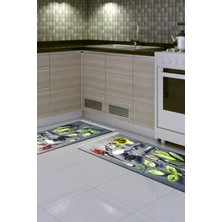 Alanur Home Eko Trend Djt 2 Li Yıkanabilir Kaymaz Taban Mutfak Halısı Seti M12282 Mutfak Yeşil
