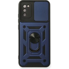 Yazline Global Mey Ithalat®  Samsung Galaxy A03S Kılıf Pars Lens Yüzüklü Silikon - Lacivert