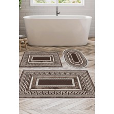 Alanur Home Eko Trend Djt 3 Lü Yıkanabilir Kaymaz Taban Banyo Paspas Seti 651M Modern Gold
