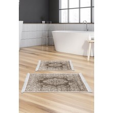 Alanur Home Eko Trend Djt 2 Li Yıkanabilir Kaymaz Taban Banyo Paspas Klozet Takımı 762 Osmanli Gri (60 x 100 - 50 x 60)