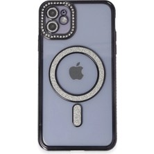 Yazline Global Mey Ithalat®  iPhone 11 Kılıf Joke Simli Magneticsafe Kılıf - Siyah