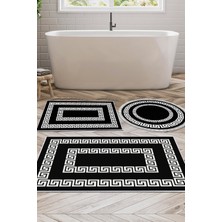 Alanur Home Eko Trend Djt 3 Lü Yıkanabilir Kaymaz Taban Banyo Paspas Seti 650M Modern Siyah