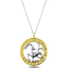 Avensyy 925 Ayar Gümüş Gold Oğlak Burcu Gümüş Kolye