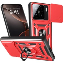 Yazline Global Mey Ithalat®   Mi 15 Kılıf Pars Lens Yüzüklü Silikon - Kırmızı