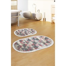 Alanur Home Eko Trend Djt 2 Li Yıkanabilir Kaymaz Taban Oval Banyo Paspas Klozet Takımı 661 Iskandinav Bej (60 x 100 - 50 x 60)