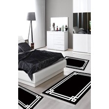 Alanur Home Eko Trend Djt Yıkanabilir Kaymaz Taban 3 Lü Yatak Odası Takımı 1669 Modern Siyah