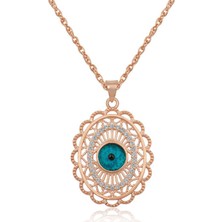 Avensyy ​925 Ayar Gümüş Rose Oval Nazar Kolye