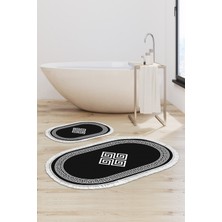 Alanur Home Eko Trend Djt 2 Li Yıkanabilir Kaymaz Taban Oval Banyo Paspas Klozet Takımı 656M Modern Gold (60 x 100 - 50 x 60)