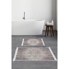 Alanur Home Eko Trend Djt 2 Li Yıkanabilir Kaymaz Taban Banyo Paspas Klozet Takımı 743 Modern Mavi (60 x 100 - 50 x 60)