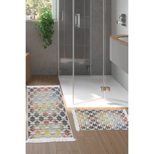 Alanur Home Eko Trend Djt 2 Li Yıkanabilir Kaymaz Taban Banyo Paspas Klozet Takımı 763 Modern Renkli (60 x 100 - 50 x 60)