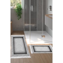 Alanur Home Eko Trend Djt 2 Li Yıkanabilir Kaymaz Taban Banyo Paspas Klozet Takımı 767 Bordürlü Bordo (50 x 80 - 40 x 50)