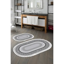 Alanur Home Eko Trend Djt 2 Li Yıkanabilir Kaymaz Taban Oval Banyo Paspas Klozet Takımı 651M Modern Gold (60 x 100 - 50 x 60)