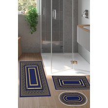 Alanur Home Eko Trend Djt 3 Lü Yıkanabilir Kaymaz Taban Banyo Paspas Seti 651M Modern Gold