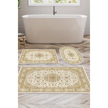 Alanur Home Eko Trend Djt 3 Lü Yıkanabilir Kaymaz Taban Banyo Paspas Seti P1360 Osmanli Krem