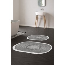 Alanur Home Eko Trend Djt 2 Li Yıkanabilir Kaymaz Taban Oval Banyo Paspas Klozet Takımı 1448 Osmanli Gümüş (60 x 100 - 50 x 60)