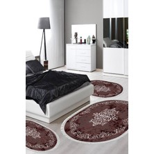 Alanur Home Eko Trend Djt Yıkanabilir Kaymaz Taban Oval 3 Lü Yatak Odası Takımı 616 Klasik Bej