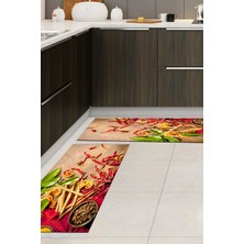 Alanur Home Eko Trend Djt 2 Li Yıkanabilir Kaymaz Taban Mutfak Halısı Seti F5060 Mutfak Renkli