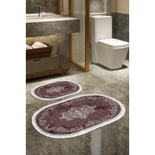 Alanur Home Eko Trend Djt 2 Li Yıkanabilir Kaymaz Taban Oval Banyo Paspas Klozet Takımı 616 Klasik Bej (60 x 100 - 50 x 60)