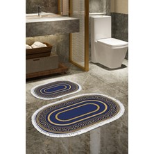 Alanur Home Eko Trend Djt 2 Li Yıkanabilir Kaymaz Taban Oval Banyo Paspas Klozet Takımı 651M Modern Gold (60 x 100 - 50 x 60)