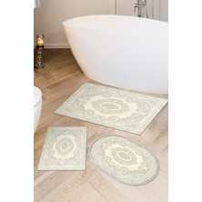 Alanur Home Eko Trend Djt 3 Lü Yıkanabilir Kaymaz Taban Banyo Paspas Seti 747 Klasik Bej