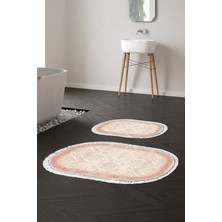 Alanur Home Eko Trend Djt 2 Li Yıkanabilir Kaymaz Taban Oval Banyo Paspas Klozet Takımı 1376 Klasik Koyu Pembe (50 x 80 - 40 x 50)