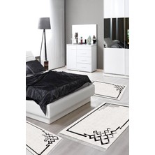 Alanur Home Eko Trend Djt Yıkanabilir Kaymaz Taban 3 Lü Yatak Odası Takımı 1919 Modern Gri Siyah
