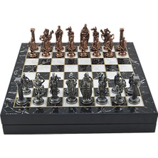 Gift Home Gifthome Kişiye Özel İsimli Hediyelik Kutulu Büyük Boy Metal İngiliz Satranç Takımı Antik ve Mermer Desenli Sandıklı Mdf TAHTASI(36X36 Cm.)