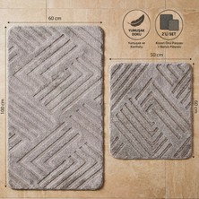 Serenza Living Modern 2’li Banyo Paspas Seti,kaymaz Taban,yumuşak Dokulu Koyu Gri