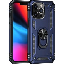Yazline Global Mey Ithalat®  iPhone 14 Pro Kılıf Sofya Yüzüklü Silikon Kapak - Lacivert