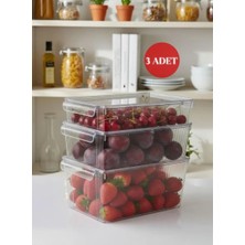 Okyanus Home Şeffaf Buzdolabı Organizeri 3'lü Kapaklı 3500ML-4500ML-6500ML Sızdırmaz Tasarım