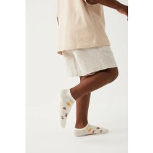 Bony Socks Çocuk Desenli Step Çorap Ekru